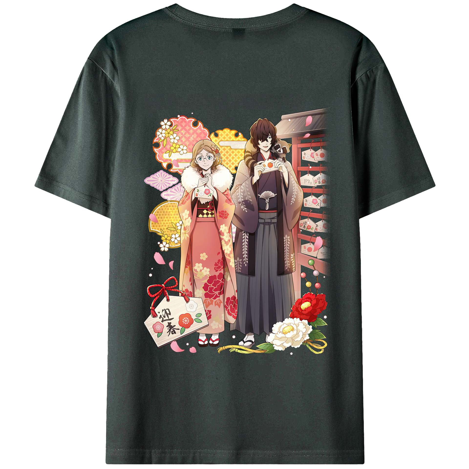 （画像用） 文豪ストレイドッグス Bungo Stray Dogs 綿100％ メンズ半袖Tシャツ（バックプリント） 通気性